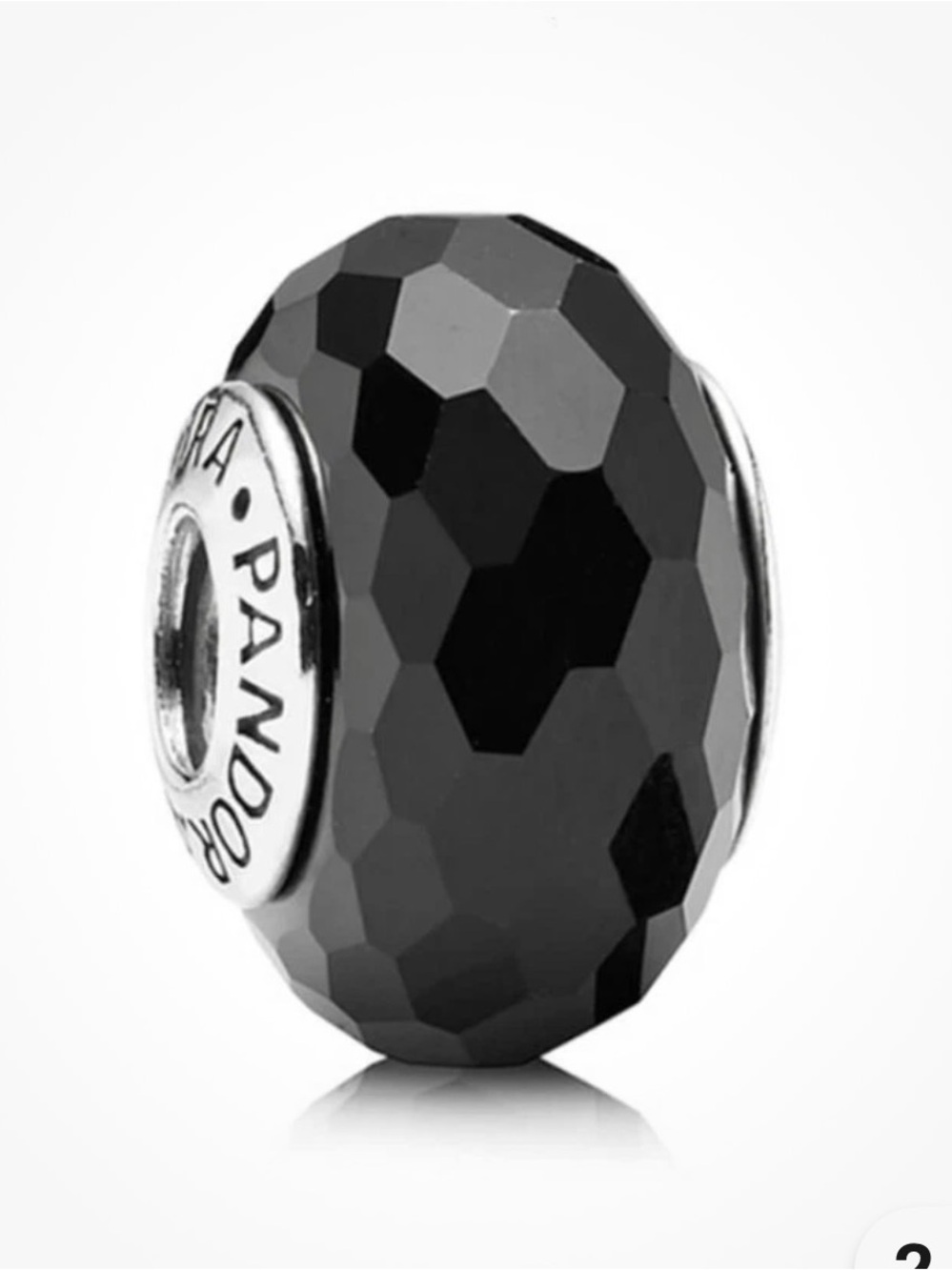 Authentic Pandora Black Faceted Murano Glass Bead Charm Brand New In Box